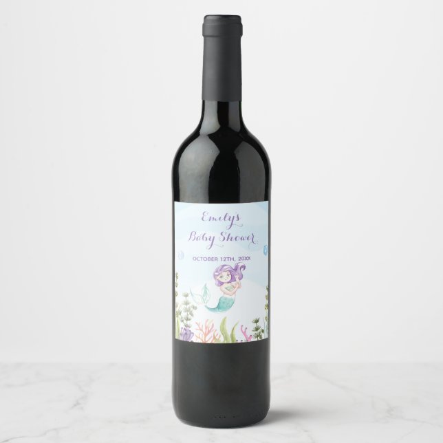 Wine or Sparkling Wine bottle label mermaid under  (Front)