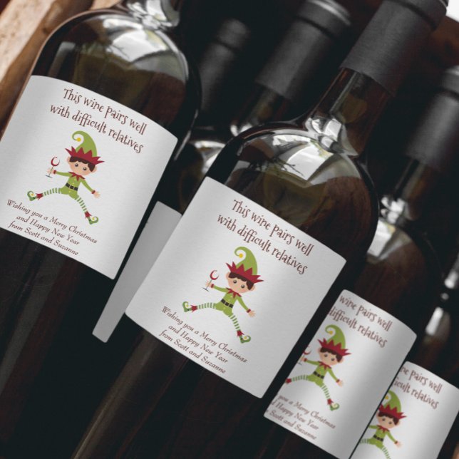 Wine Pairs well with Difficult Relatives Funny Label (Creator Uploaded)