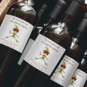 Wine Pairs well with Difficult Relatives Funny Wine Label