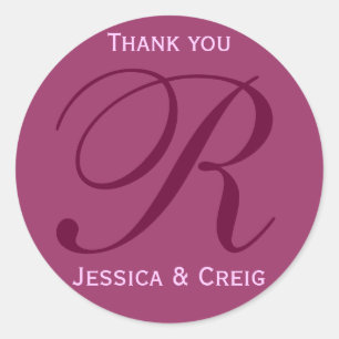 Wine Palette Monogram Thank You Sticker