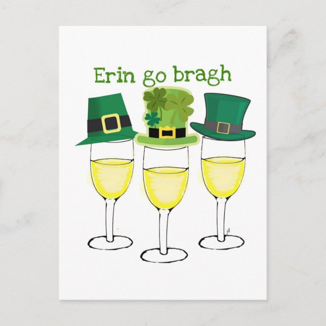 WINE PARTY ERIN GO BRAGH SAINT PATRICKS DAY INVITATION POSTCARD (Front)