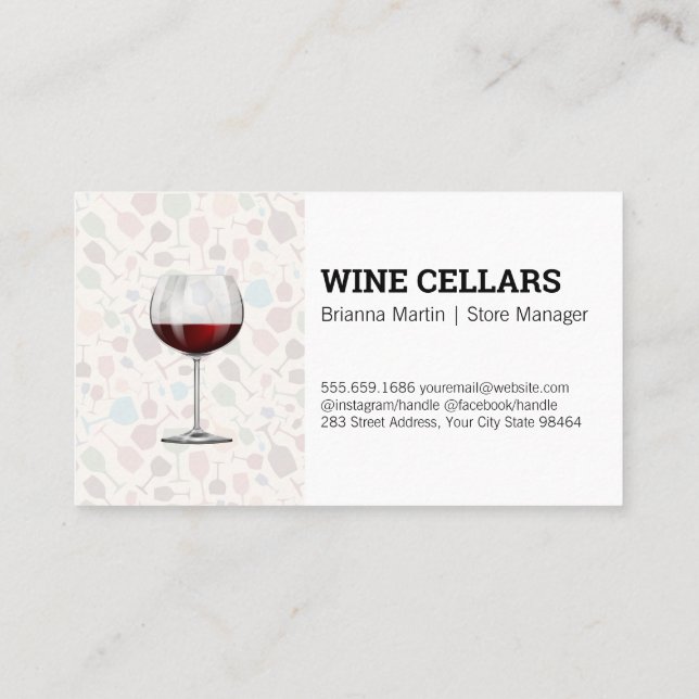 Wine Pattern | Red Wine Glass Appointment Card (Back)