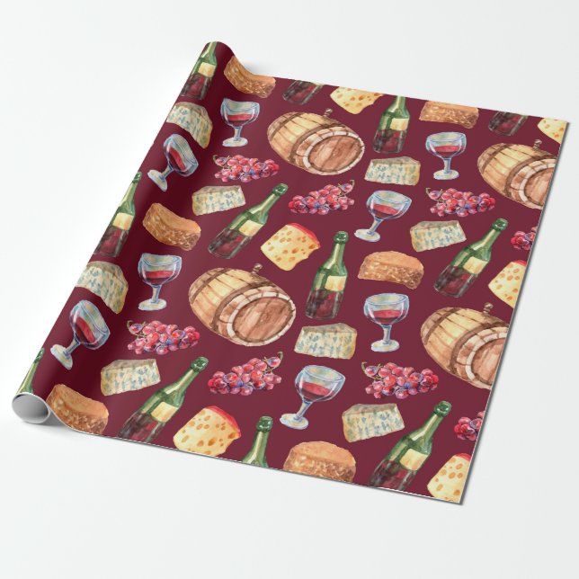 Wine Pattern Wrapping Paper (Unrolled)