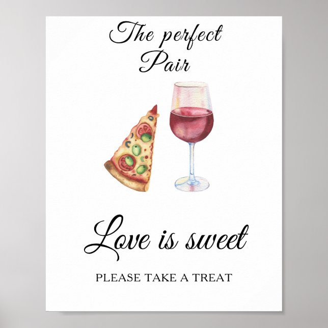 Wine Pizza Bridal shower Love is sweet Poster (Front)