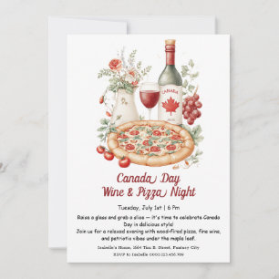 Wine & Pizza Night Celebration Canada Day Invitation