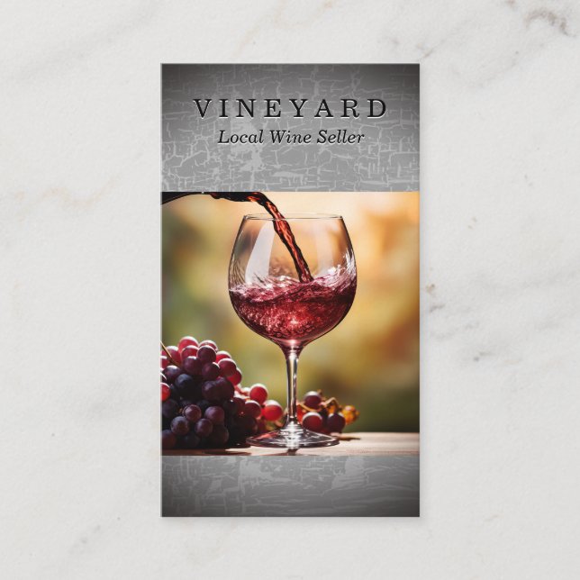 Wine Pour into Glass | Winery Business Card (Front)