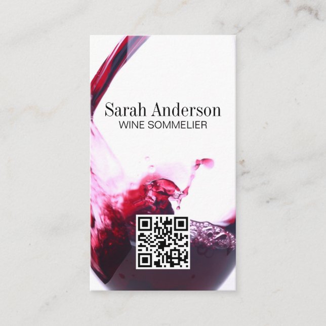 Wine Pour | Splash | QR Scan Code Business Card (Front)