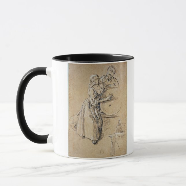 Wine-pourer with a Young Man (chalk) card Mug (Left)