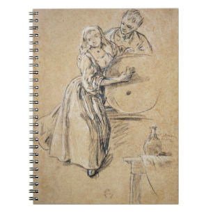 Wine-pourer with a Young Man (chalk) card Spiral Notebook