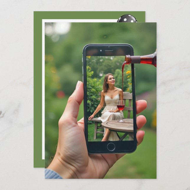 Wine Pouring 21st Birthday Party Invitation (Front/Back)