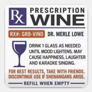 Wine Prescription Sticker