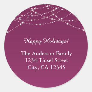 Wine Purple Glitter Holiday Wedding Address Labels