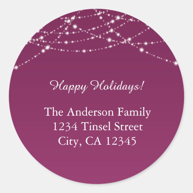 Wine Purple Glitter Holiday Wedding Address Labels (Front)