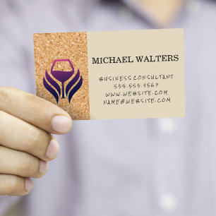 Wine Purple Logo   Cork Print Texture Background  Business Card