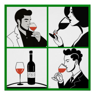 Wine Quartet Glossy Poster