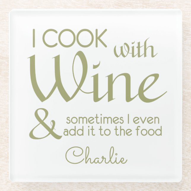 Wine Quote custom name glass coaster (Front)