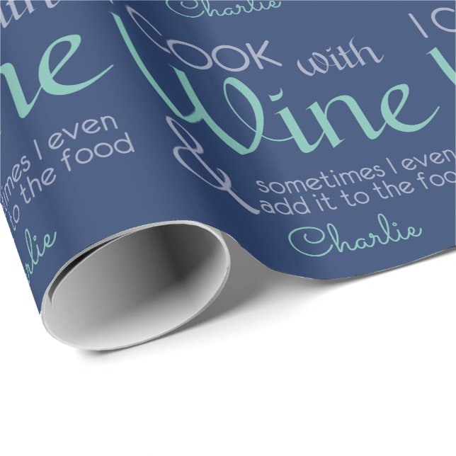 Wine Quote custom name wrapping paper (Roll Corner)