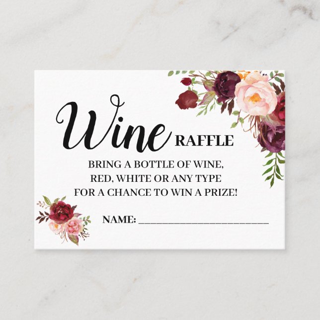 Wine raffle ticket english spanish shower card (Front)