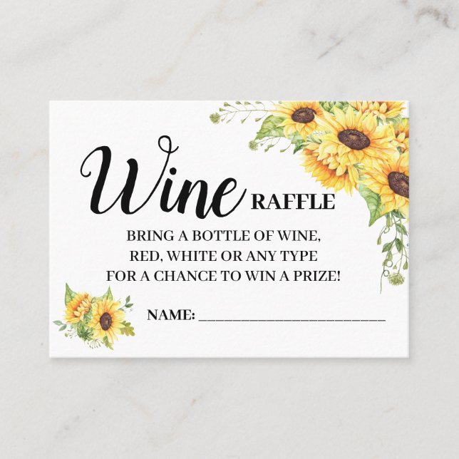 Wine raffle ticket english spanish shower card (Front)