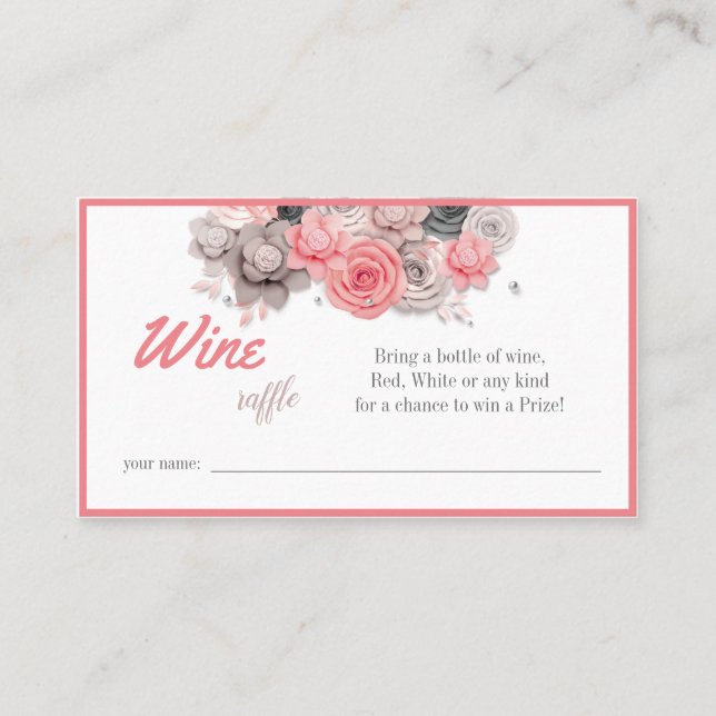 Wine Raffle Wedding Bridal Shower Card (Front)