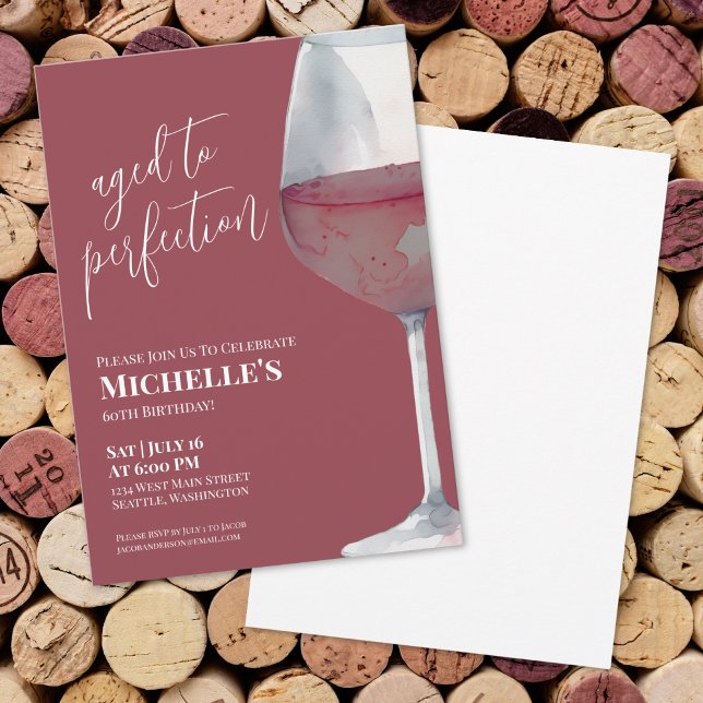 Wine Red 60th Birthday Party Invitation (Wine Red 60th Birthday Party Invitation)