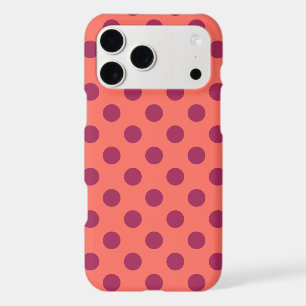 Wine red and living coral polka dots