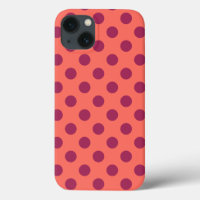 Wine red and living coral polka dots Case-Mate iPh