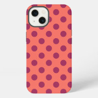 Wine red and living coral polka dots Case-Mate iPh