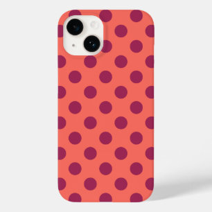 Wine red and living coral polka dots Case-Mate iPhone 14 case