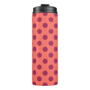 Wine red and living coral polka dots thermal tumbler