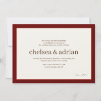 Wine Red Border Simple Wedding Invitation