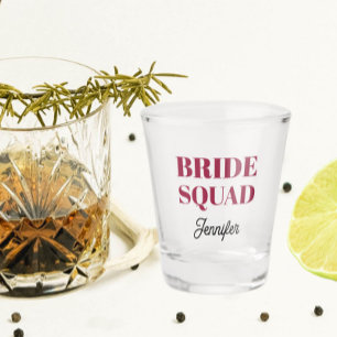 Wine Red Bride Squad Bachelorette Party Shot Glass