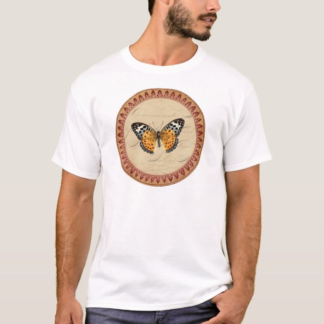 Wine Red Butterfly Round T-Shirt (Front)