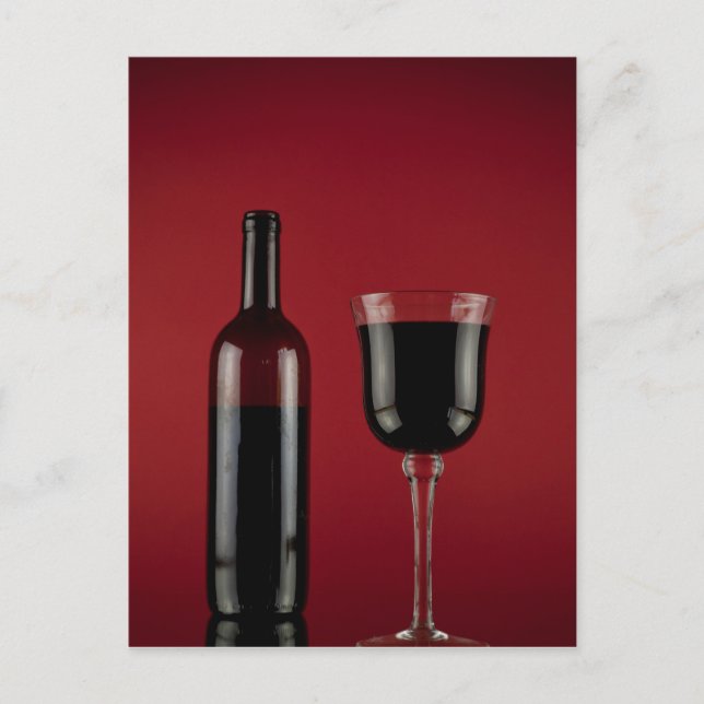 Wine red glass bottle postcard (Front)