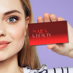 Wine Red Gradient Chic Mirror Font Classic Modern Business Card