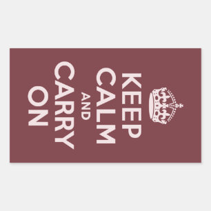 Wine Red Keep Calm and Carry On Rectangular Sticker