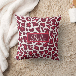 Wine Red Leopard Pattern  Cushion