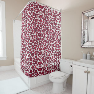 Wine Red Leopard Pattern Shower Curtain