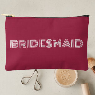 Wine Red Modern Typography Bridesmaid Accessory Pouch
