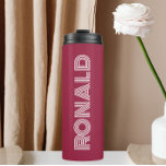Wine Red Modern Typography Personalised Thermal Tumbler<br><div class="desc">Keep hot beverages hot and cold beverages cold with this trendy,  insulated thermal tumbler that is a wine red colour along with name printed in white,  modern  typography. Edit your thermal tumbler and replace name with desired name. Perfect for a birthday gift,  wedding groomsman gift,  etc.</div>
