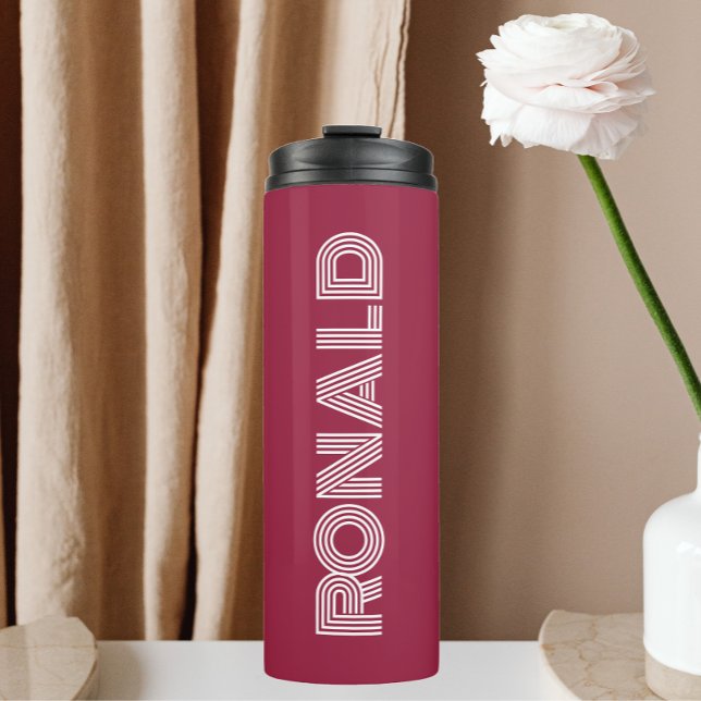 Wine Red Modern Typography Personalised Thermal Tumbler (In Situ)