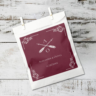 Wine Red Monogram and Arrows Wedding Favour Bags