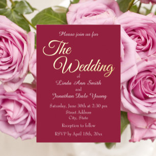 Wine Red Monotone Simple Style Wedding