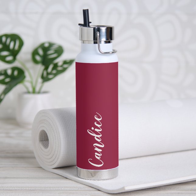 Wine Red Personalised Wedding Bridesmaid Water Bottle (Yoga)