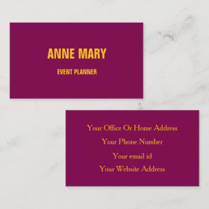 Wine Red Pink Orange Burgundy Maroon Modern Trendy Business Card