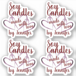 Wine Red Purple Hearts Made with Love Soy Candles