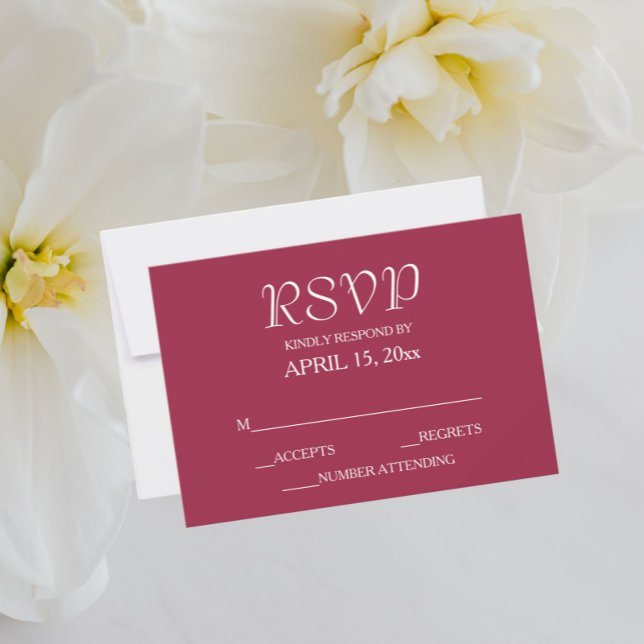 Wine Red Simple Style Wedding RSVP Card (In Situ Wedding)