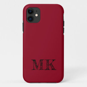 Wine Red Solid Colour   Minimal Initial  Case-Mate iPhone Case