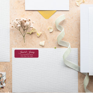 Wine Red Stylised Names Wedding Address