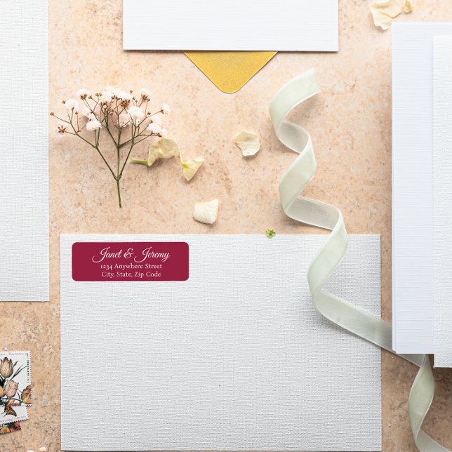 Wine Red Stylised Names Wedding Address (In Situ Wedding)